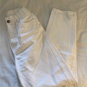 h&m high rise white balloon jeans